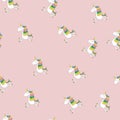 Pattern - sweet and cute unicorn ponies on kofeta pink background